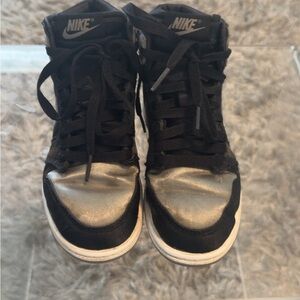 Nike Black and Metallic Silver High-Top Sneakers